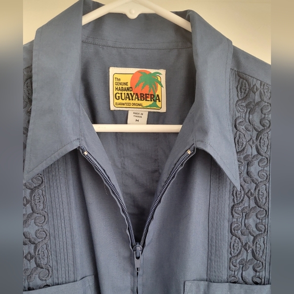 Zip Front The Genuine Haband Guayabera Embroidered Mexican Shirt - Picture 3 of 10